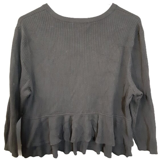 Calvin Klein Woman's Jacket Size XL, Black, 3/4 Sleeve, Hook Closure, Ruffle - Picture 2 of 7